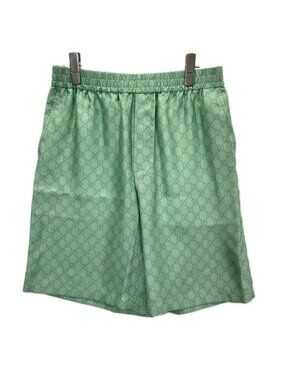 Gucci Yuko Higuchi Zautt Green GG All Over Print Silk Twill Shorts 44